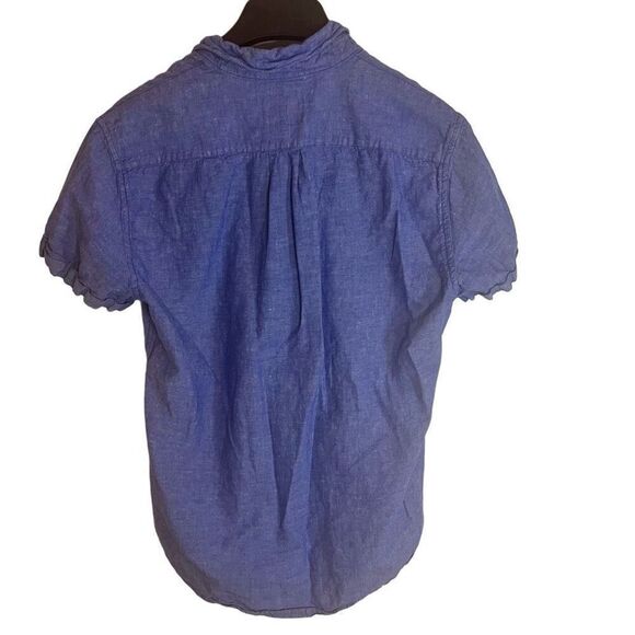 Scotch & Soda Mens Linen Blue Short Sleeve Button Down Size Medium Office Travel - Picture 2 of 9